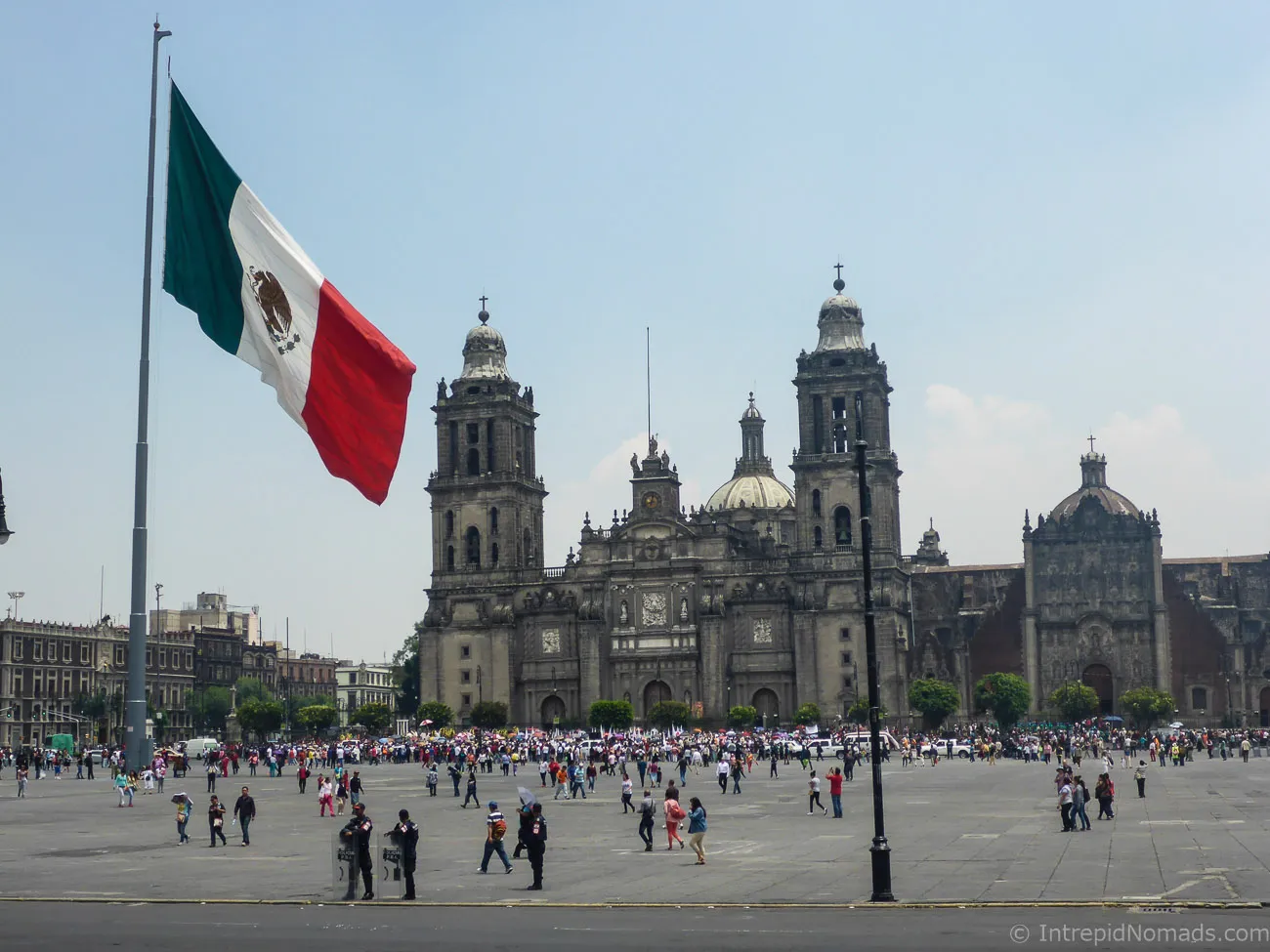 mexico city zocolo with flag