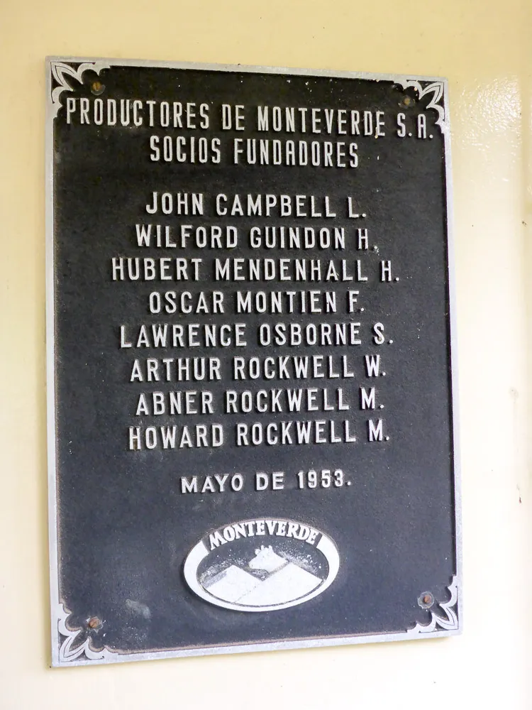 monteverde cheese factory founding fathers plaque