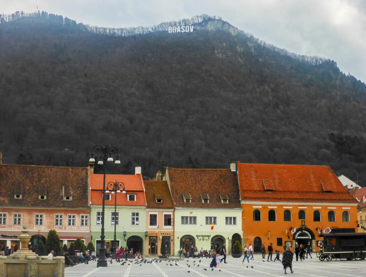 brasov square and sign