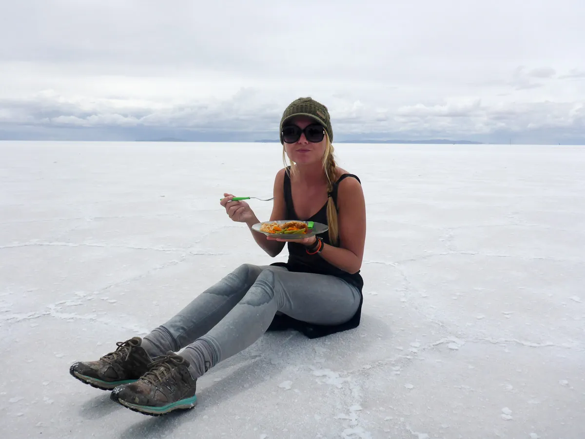 Lunch in Salar de uyuni slat flats