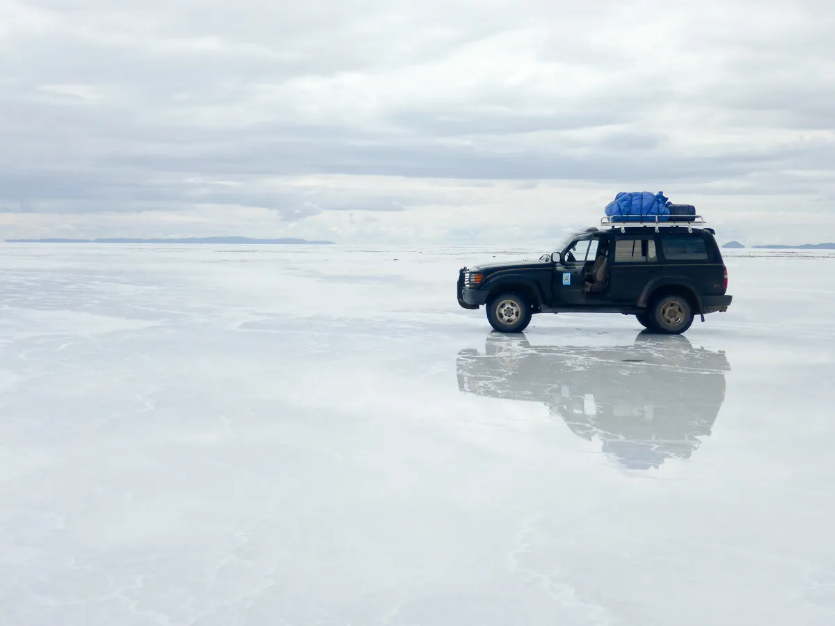 Salt Flat Jeep in water