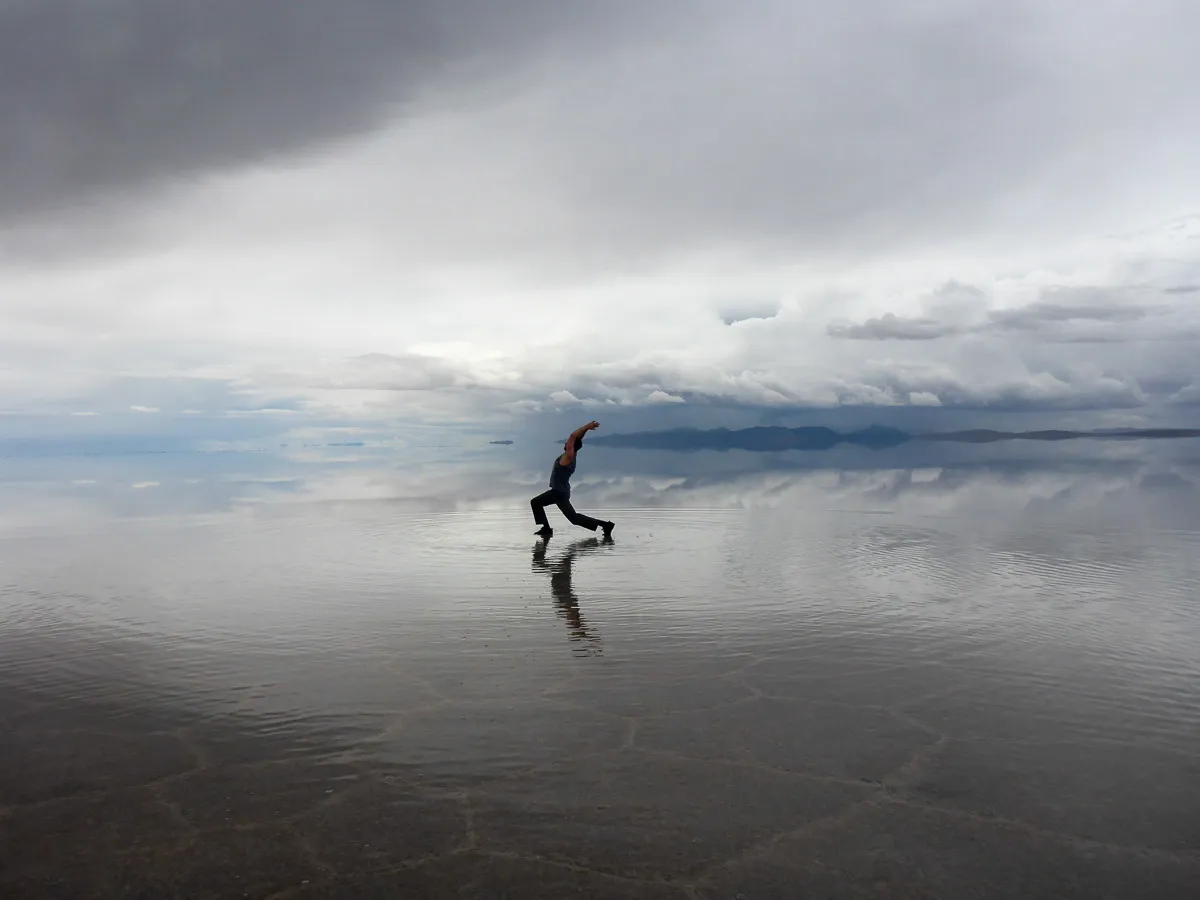 yoga in the sky salt flats wet