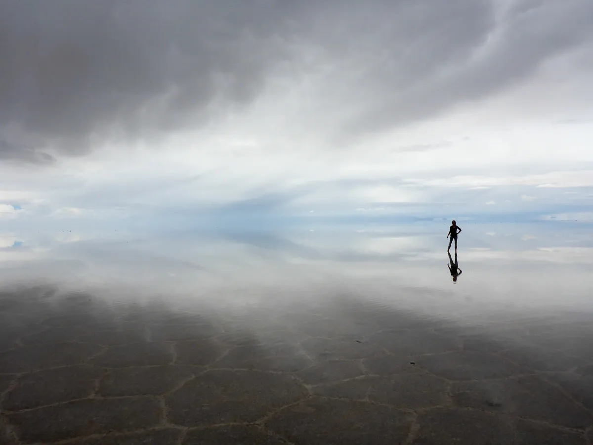 reflections in the sky wet salt flats