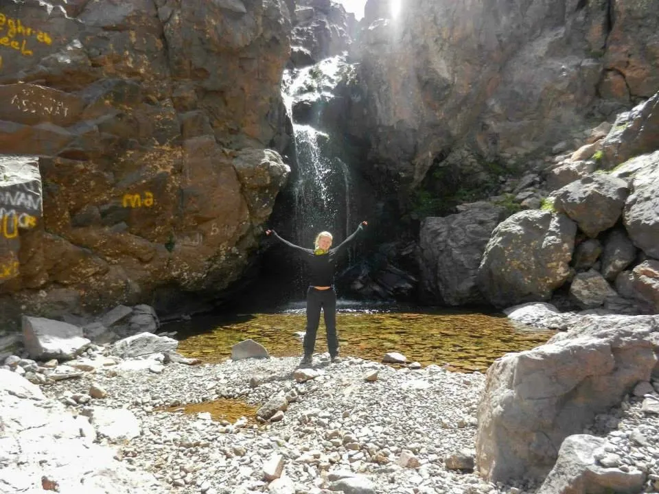 waterfall at the bottom of mount toubkal